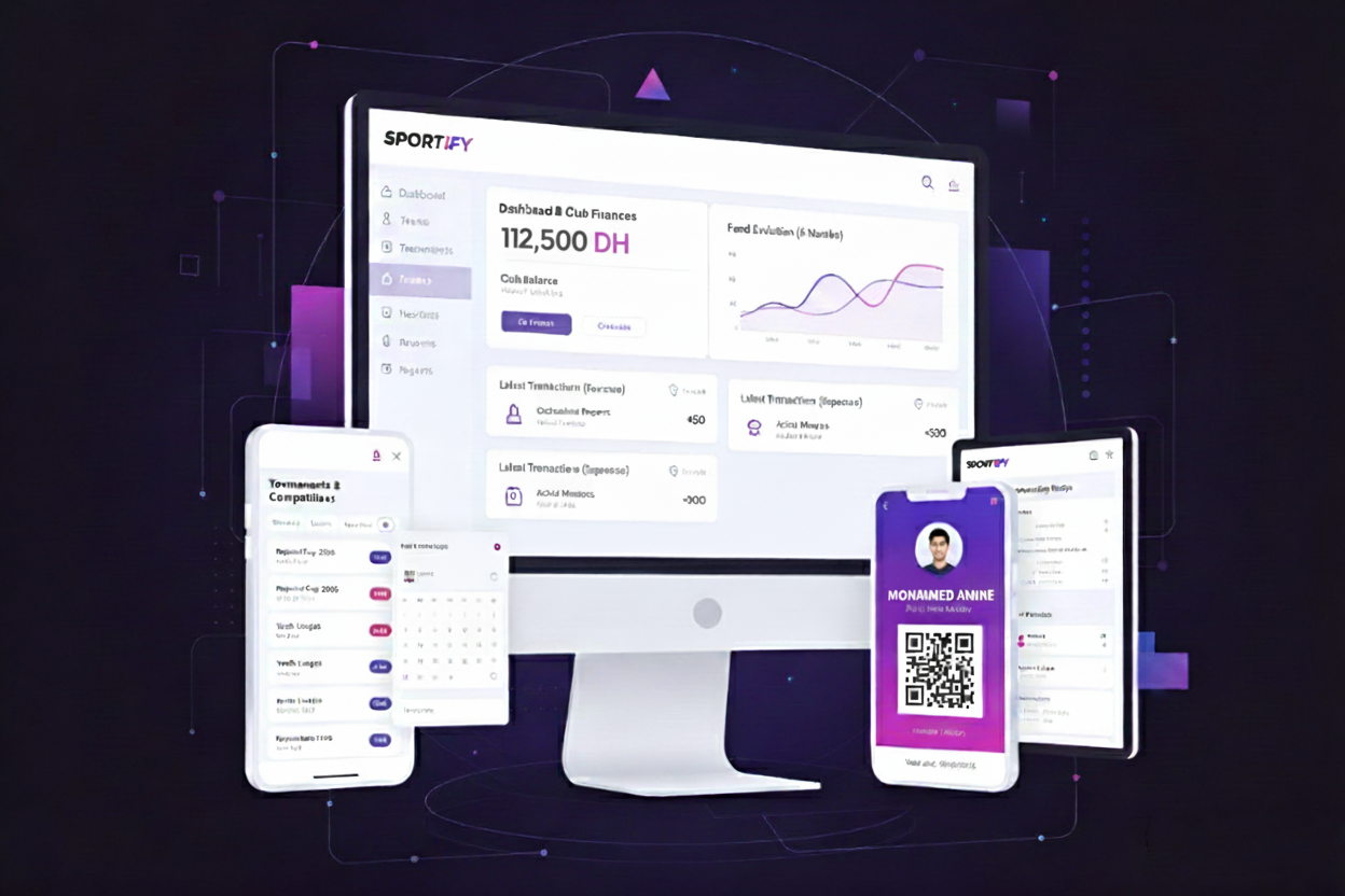 Interface Sportify Maroc affichée sur desktop et mobile